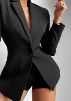 Chic Style Black Blazer Suit