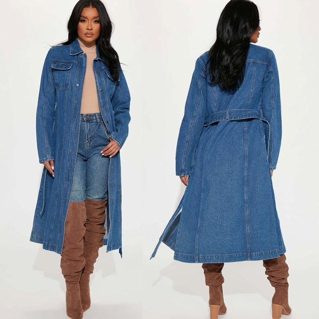 Long Style Denim Women's Jacket