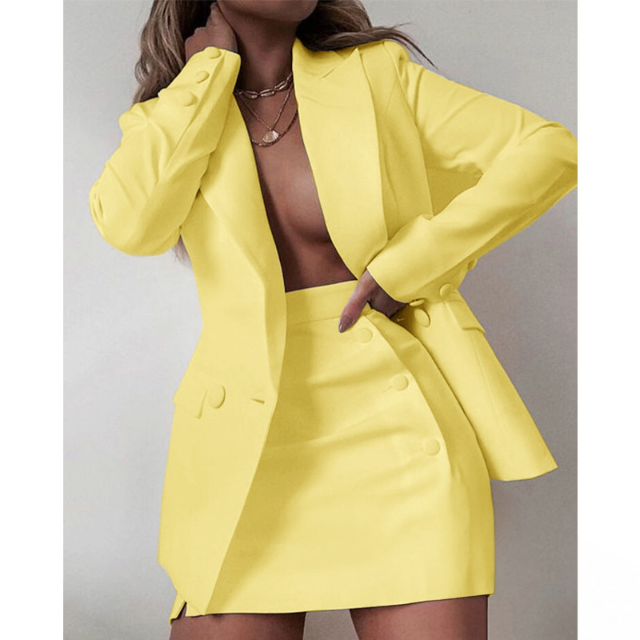 Long Sleeve Blazer & Mini Skirt Set