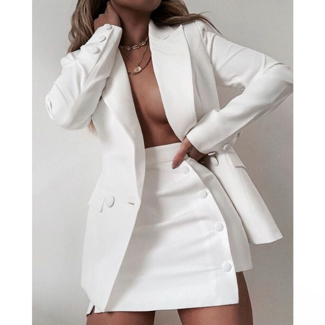 Long Sleeve Blazer & Mini Skirt Set