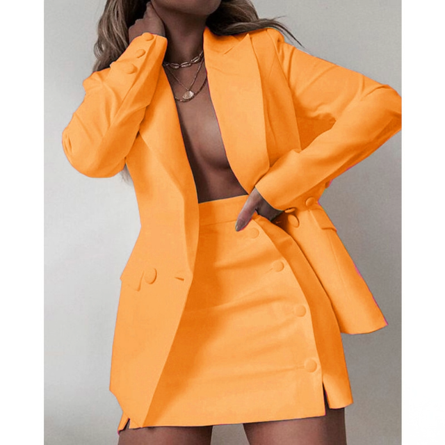 Long Sleeve Blazer & Mini Skirt Set