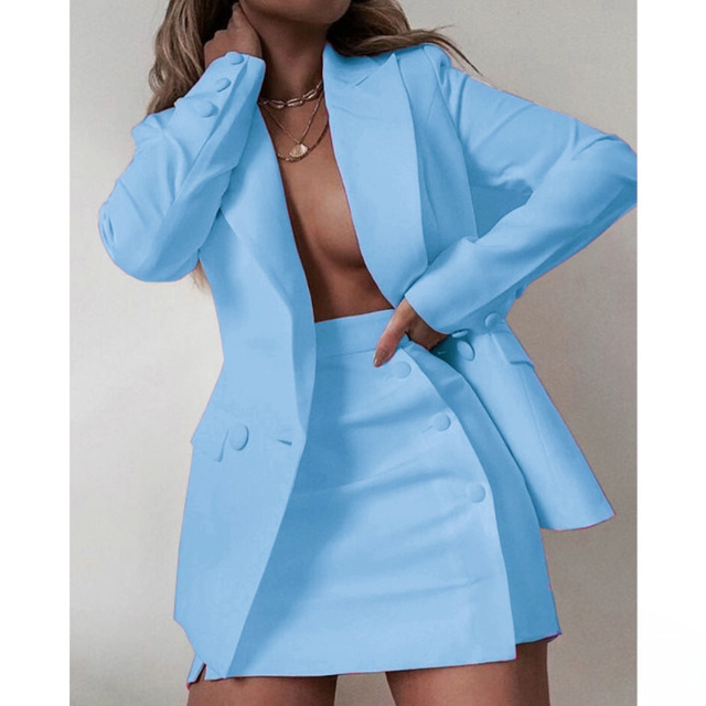 Long Sleeve Blazer & Mini Skirt Set