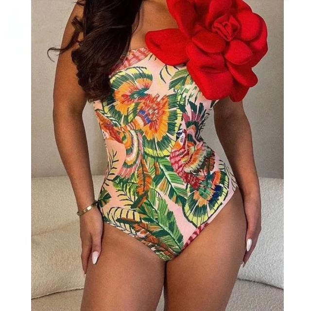 3D Flower One-Piece Swimsuit