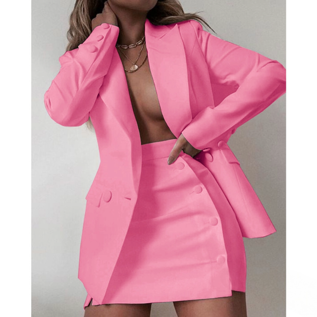 Long Sleeve Blazer & Mini Skirt Set