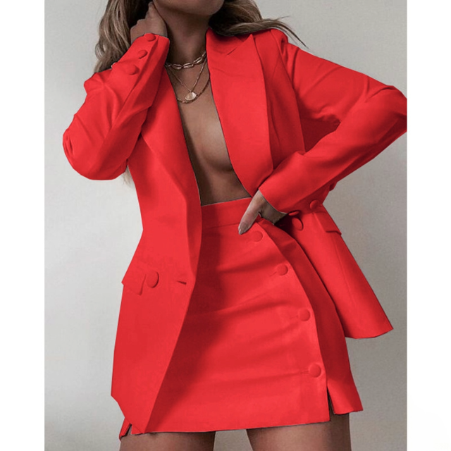 Long Sleeve Blazer & Mini Skirt Set