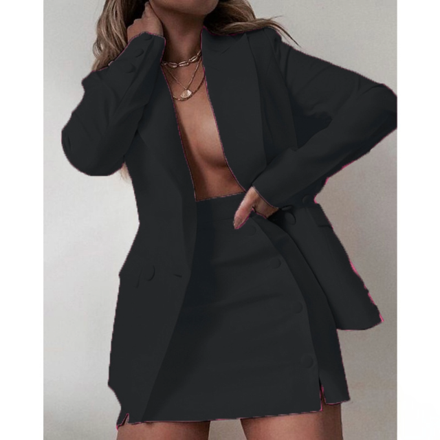 Long Sleeve Blazer & Mini Skirt Set